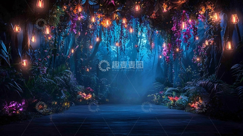 高清大图下载【趣麦麦图】童话森林夜景灯光装饰