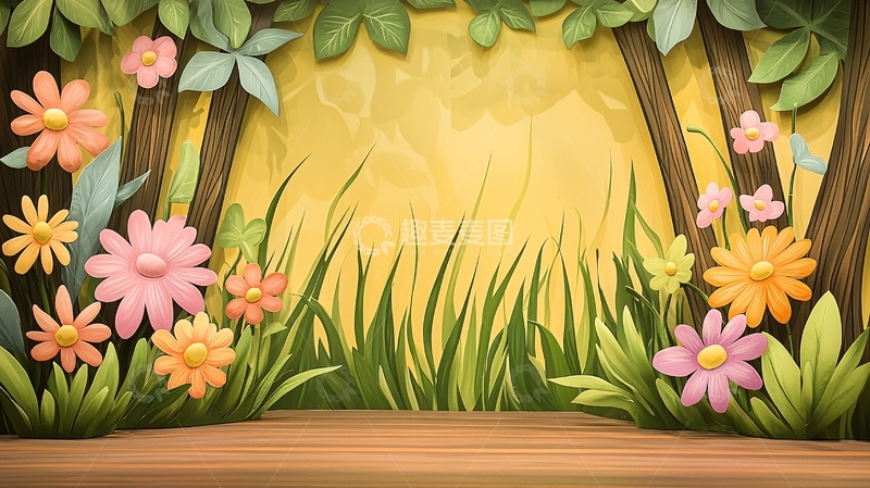 高清大图下载【趣麦麦图】卡通森林背景