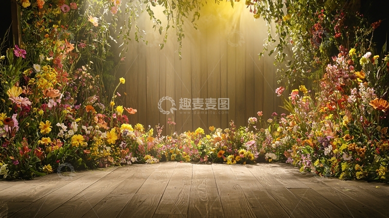 高清大图下载【趣麦麦图】鲜花围绕的光线背景