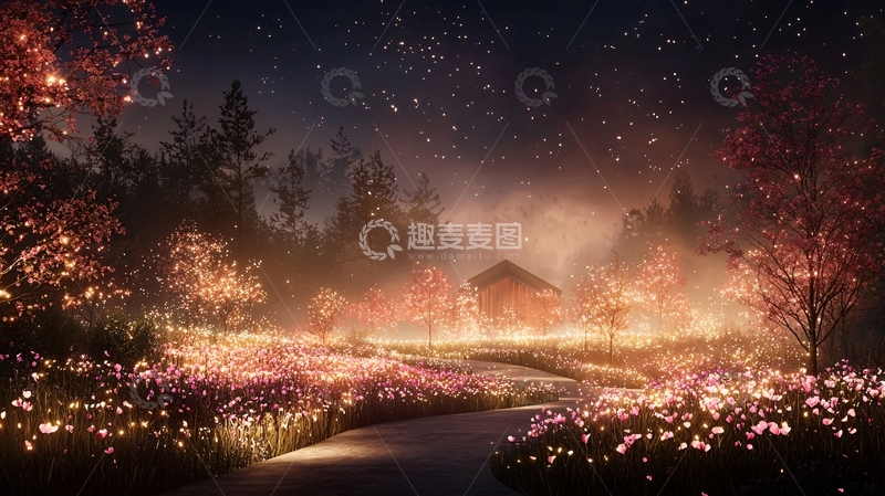 高清大图下载【趣麦麦图】夜幕下的光辉田野