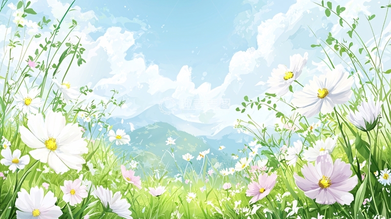 高清大图下载【趣麦麦图】花田天空背景