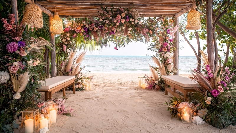 高清大图下载【趣麦麦图】海滩婚礼拱门装饰