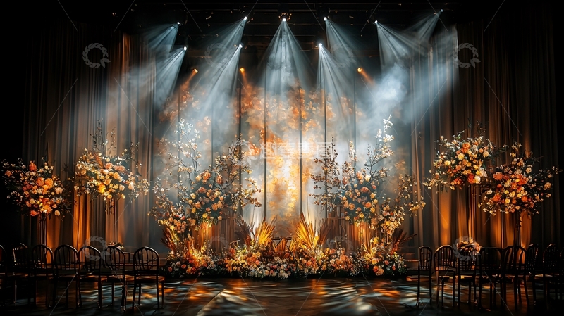 高清大图下载【趣麦麦图】舞台灯光鲜花装饰