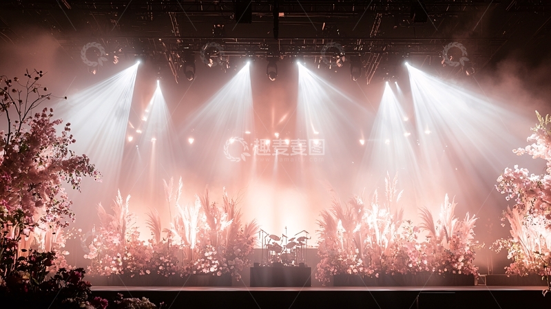 高清大图下载【趣麦麦图】舞台灯光与植物的背景