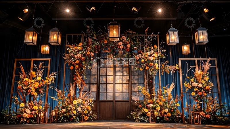 高清大图下载【趣麦麦图】舞台花艺装饰背景