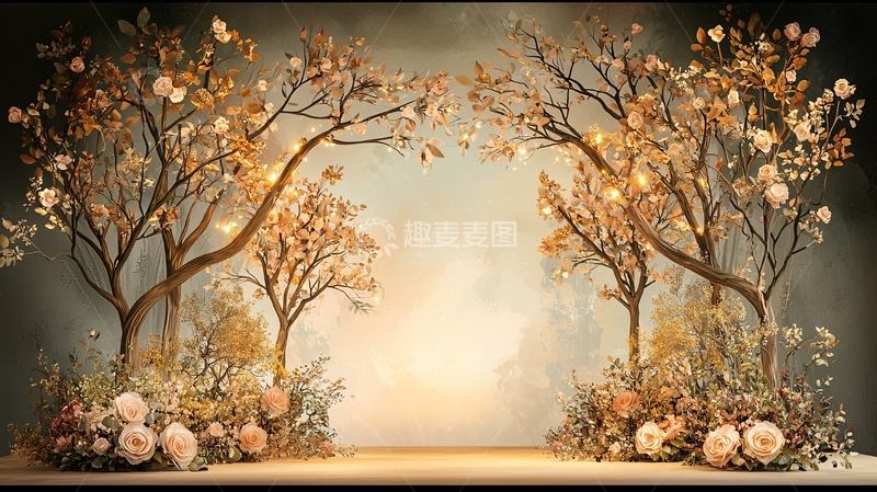 高清大图下载【趣麦麦图】梦幻树木花卉背景