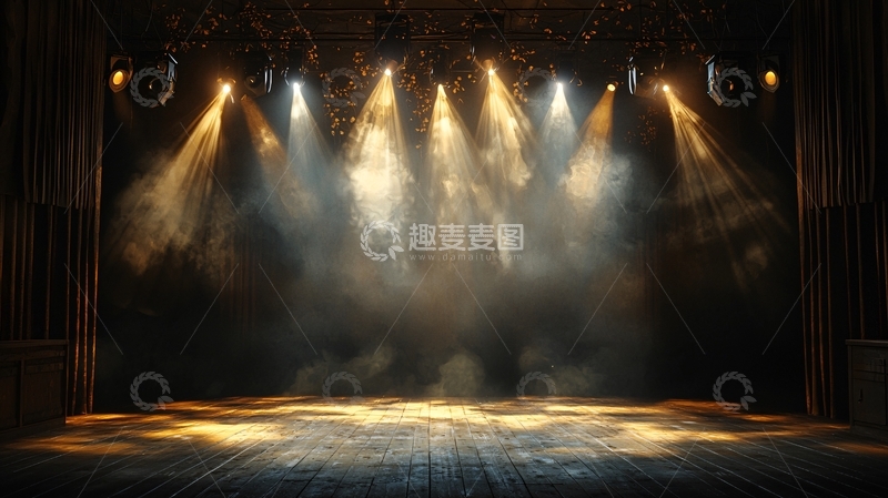 高清大图下载【趣麦麦图】舞台灯光下的空旷场景