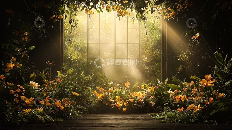 高清大图下载【趣麦麦图】光影下的植物庭院