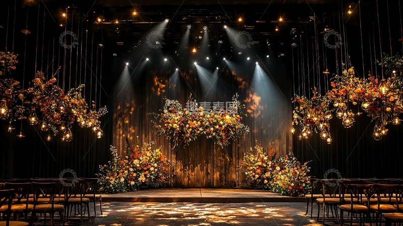 高清大图下载【趣麦麦图】舞台灯光鲜花装饰
