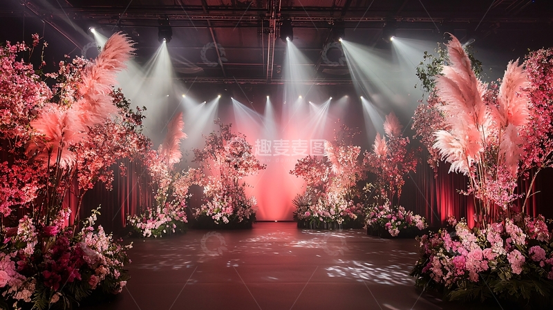 高清大图下载【趣麦麦图】舞台灯光下的花卉装饰