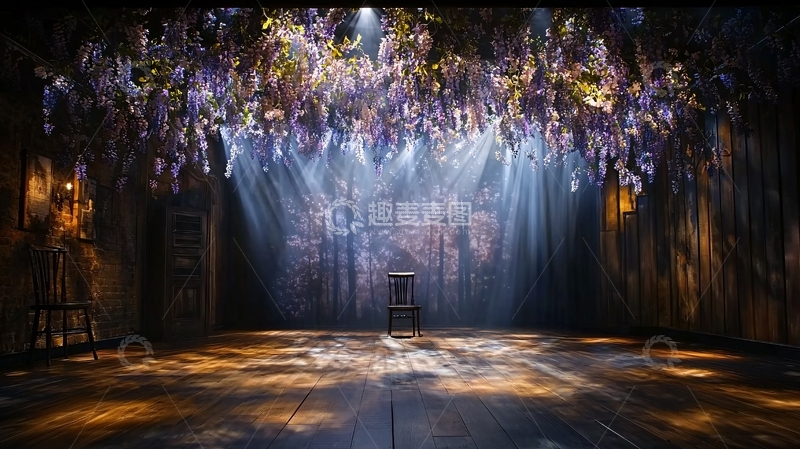 高清大图下载【趣麦麦图】梦幻花卉光束下的座位