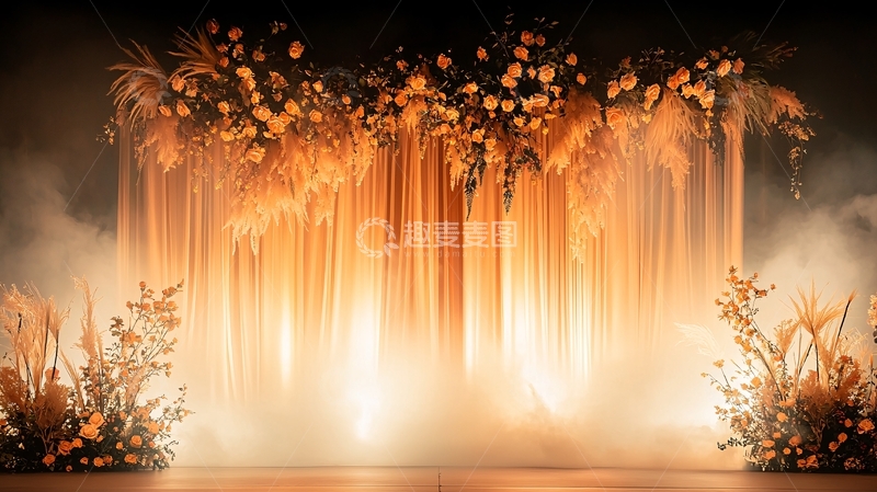 高清大图下载【趣麦麦图】金色花卉装饰背景