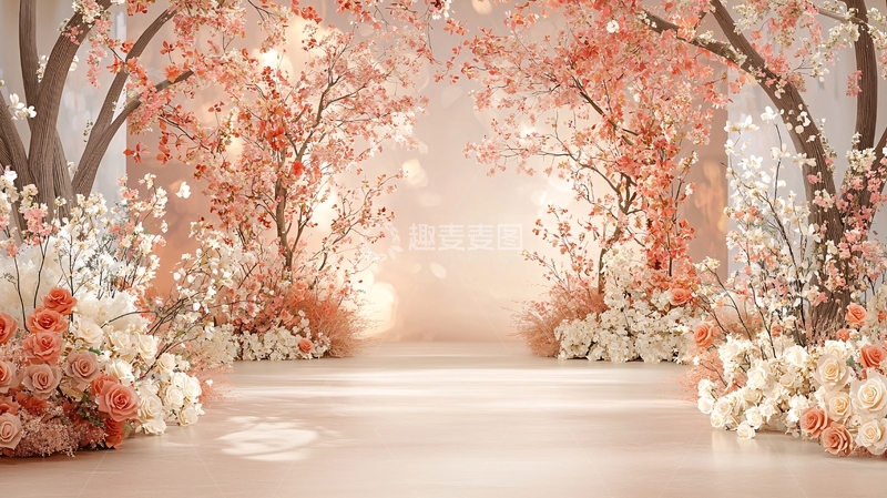 高清大图下载【趣麦麦图】粉色花卉浪漫场景