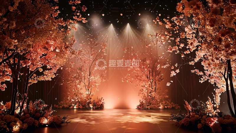 高清大图下载【趣麦麦图】舞台灯光下的树林场景