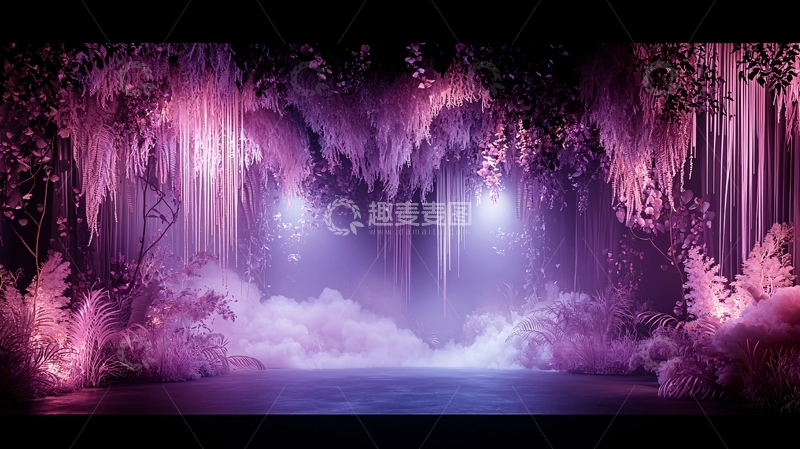 高清大图下载【趣麦麦图】紫色梦幻森林背景