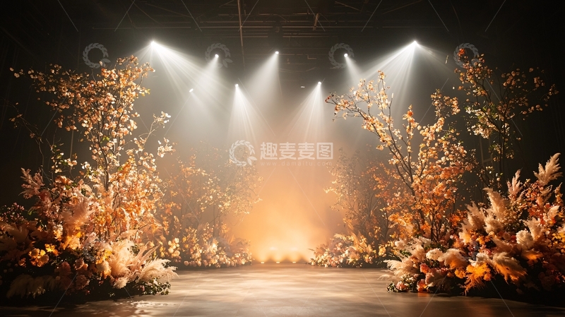 高清大图下载【趣麦麦图】舞台灯光下的植物装饰