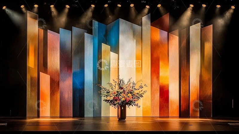 高清大图下载【趣麦麦图】彩色立柱舞台背景
