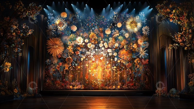 高清大图下载【趣麦麦图】绚丽的花卉舞台背景