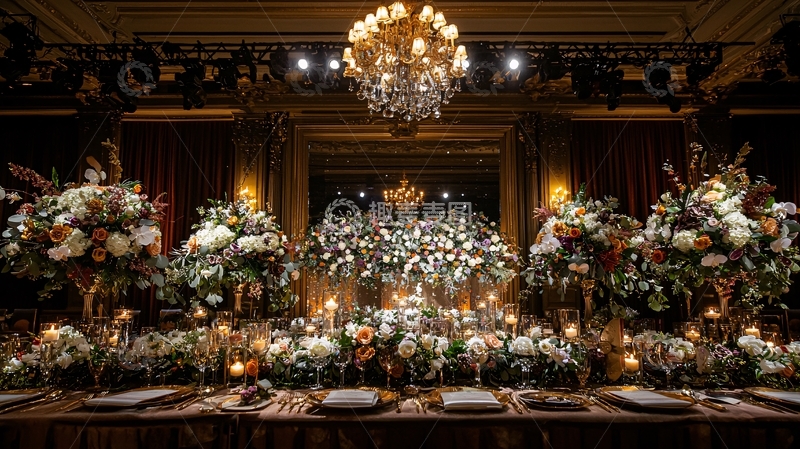 高清大图下载【趣麦麦图】宴会桌鲜花烛光装饰