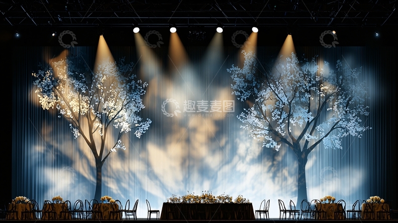 高清大图下载【趣麦麦图】舞台上的树木灯光效果