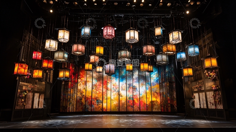 高清大图下载【趣麦麦图】舞台背景灯笼悬挂