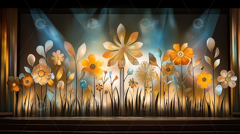 高清大图下载【趣麦麦图】舞台背景花卉灯光