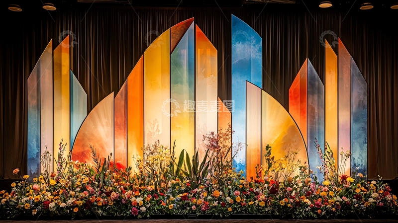 高清大图下载【趣麦麦图】抽象彩色玻璃舞台