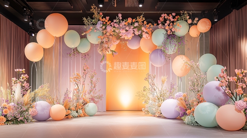 高清大图下载【趣麦麦图】淡雅色系婚礼舞台装饰