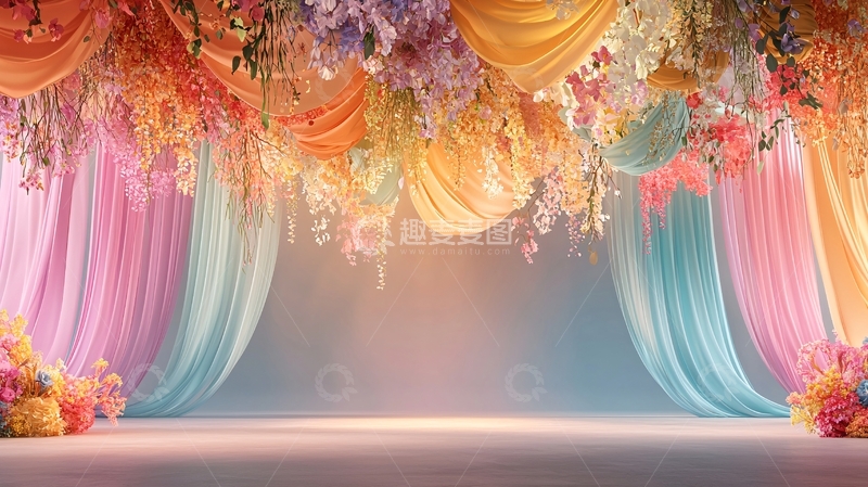 高清大图下载【趣麦麦图】彩色纱幔背景