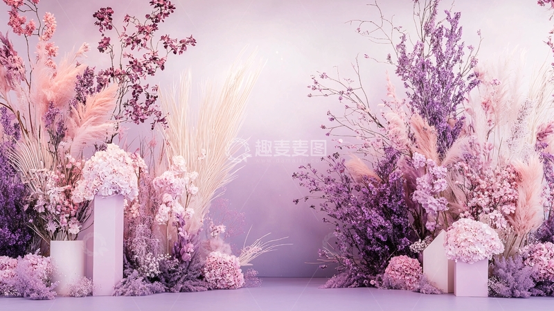 高清大图下载【趣麦麦图】粉色花卉场景背景