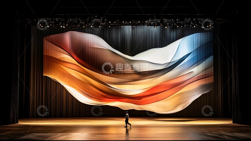 高清大图下载【趣麦麦图】舞台上飘动的抽象丝绸