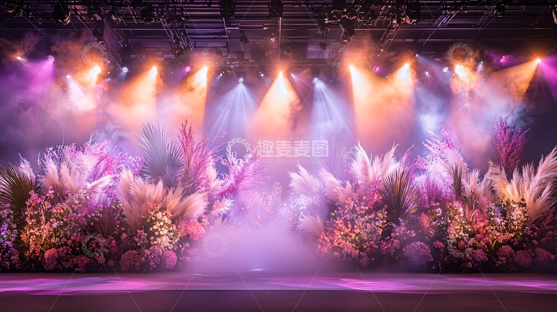 高清大图下载【趣麦麦图】舞台背景梦幻灯光花卉