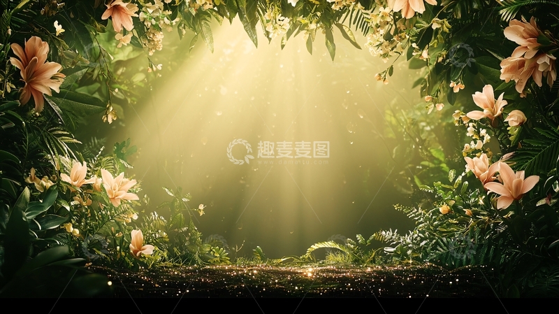 高清大图下载【趣麦麦图】光线穿过花丛的意境