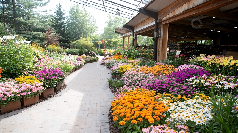 高清大图下载【趣麦麦图】鲜花盛开的花园小径