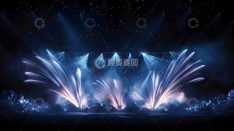 高清大图下载【趣麦麦图】蓝色灯光下的舞台表演