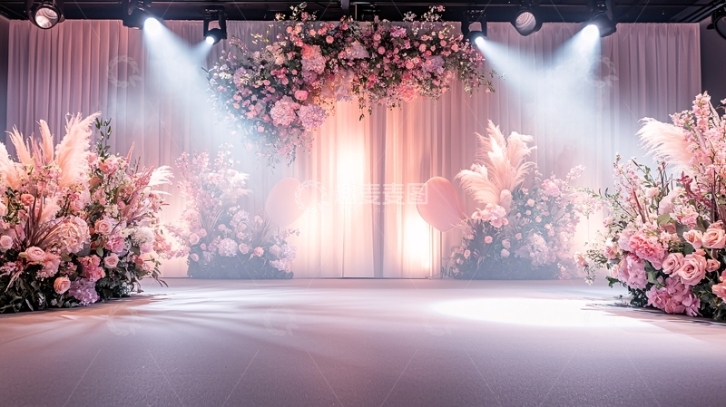 高清大图下载【趣麦麦图】浪漫花卉舞台背景
