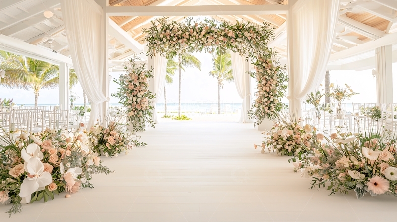 高清大图下载【趣麦麦图】浪漫的白色鲜花婚礼拱门