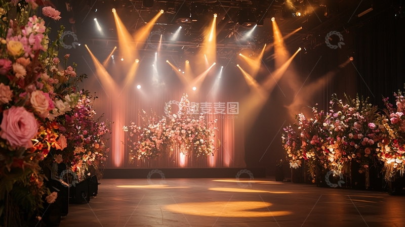 高清大图下载【趣麦麦图】舞台灯光下的鲜花盛景