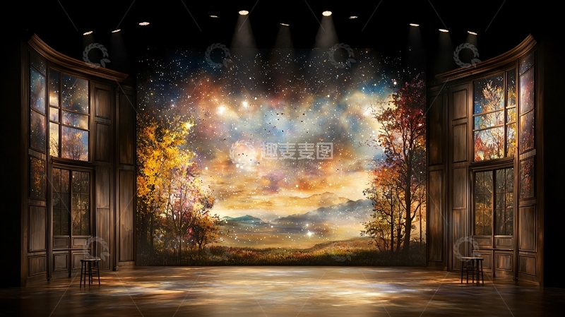 高清大图下载【趣麦麦图】舞台背景与窗外景色融合