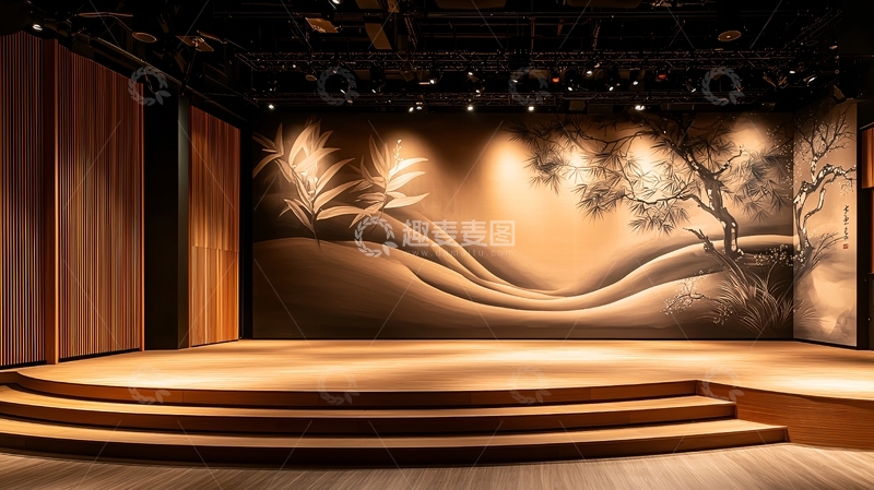 高清大图下载【趣麦麦图】木质舞台背景墙