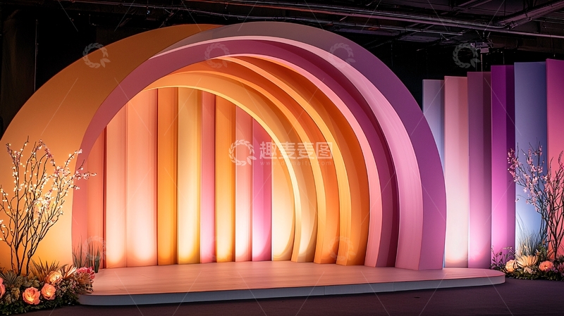 高清大图下载【趣麦麦图】彩色拱门舞台背景
