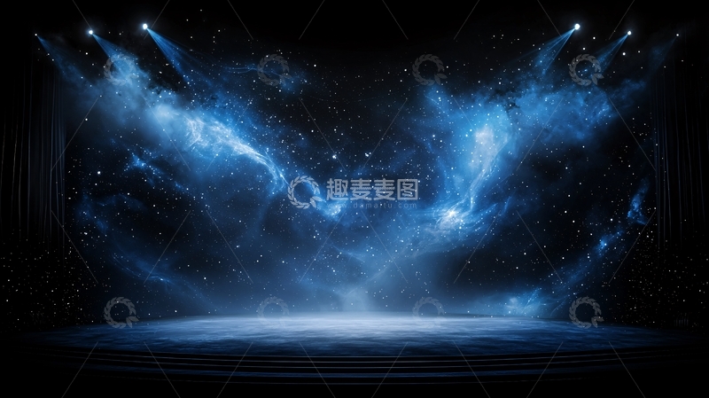 高清大图下载【趣麦麦图】深蓝色光束照亮的舞台背景