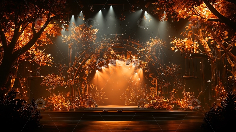 高清大图下载【趣麦麦图】金色森林舞台布景