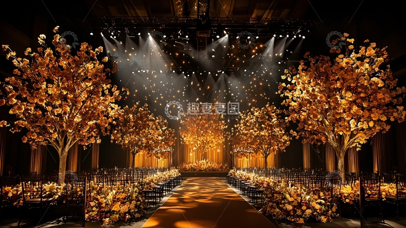 高清大图下载【趣麦麦图】舞台金色树林光影