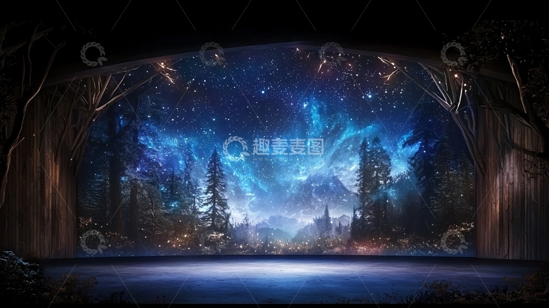 高清大图下载【趣麦麦图】森林星空场景舞台背景