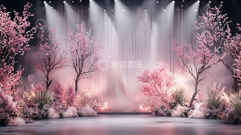 高清大图下载【趣麦麦图】粉色花卉舞台灯光