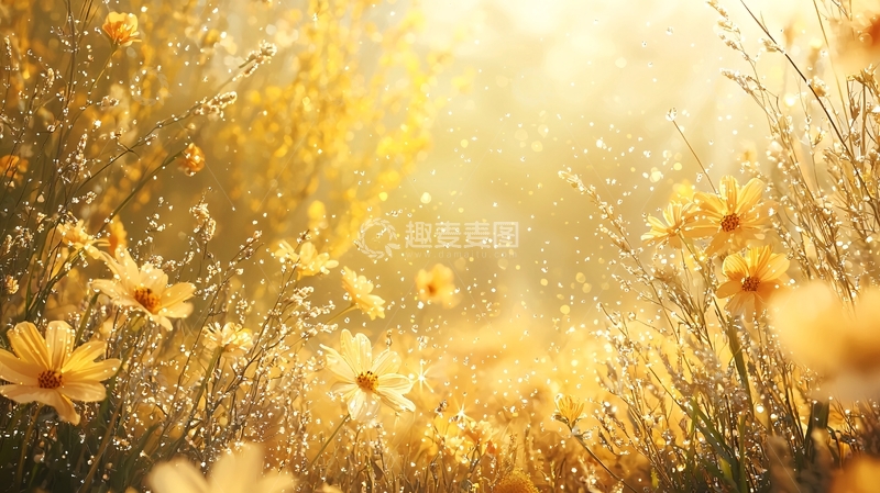 高清大图下载【趣麦麦图】金黄色花田阳光明媚