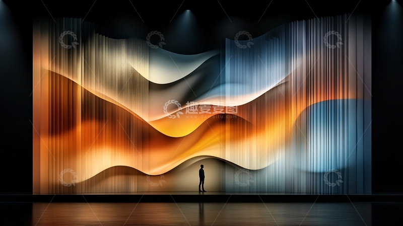 高清大图下载【趣麦麦图】抽象曲线背景人影