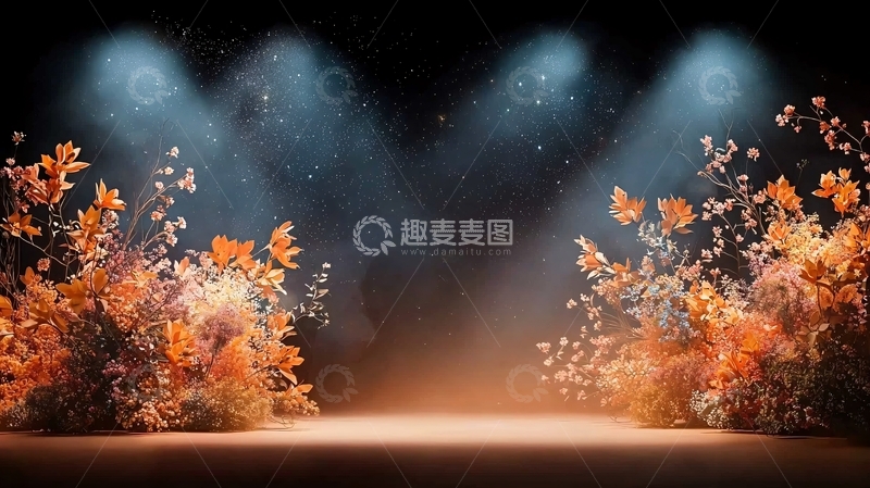 高清大图下载【趣麦麦图】舞台聚光灯下的花簇