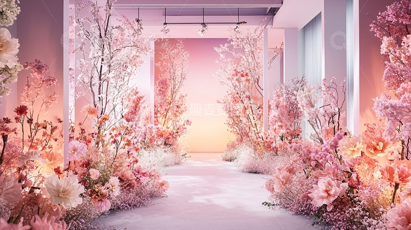 高清大图下载【趣麦麦图】粉色花卉装点通道